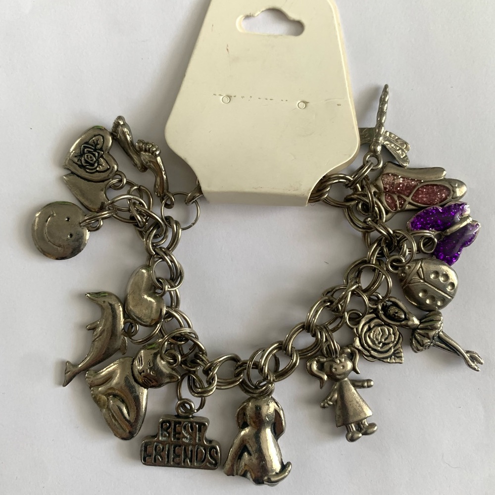 Vintage Silver-Tone Charms Bracelet “Best Friends “
